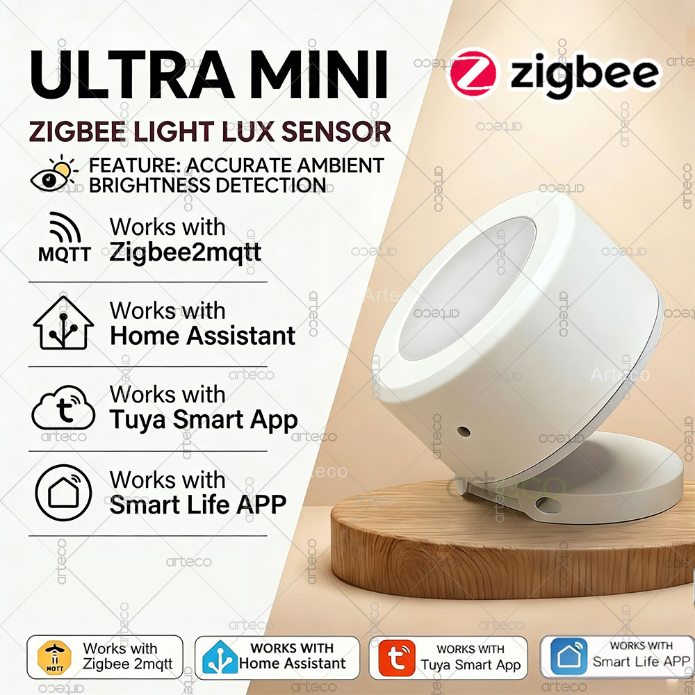Smart Home Monitor - Ультраминиатюрный датчик освещенности Zigbee, детектор яркости,