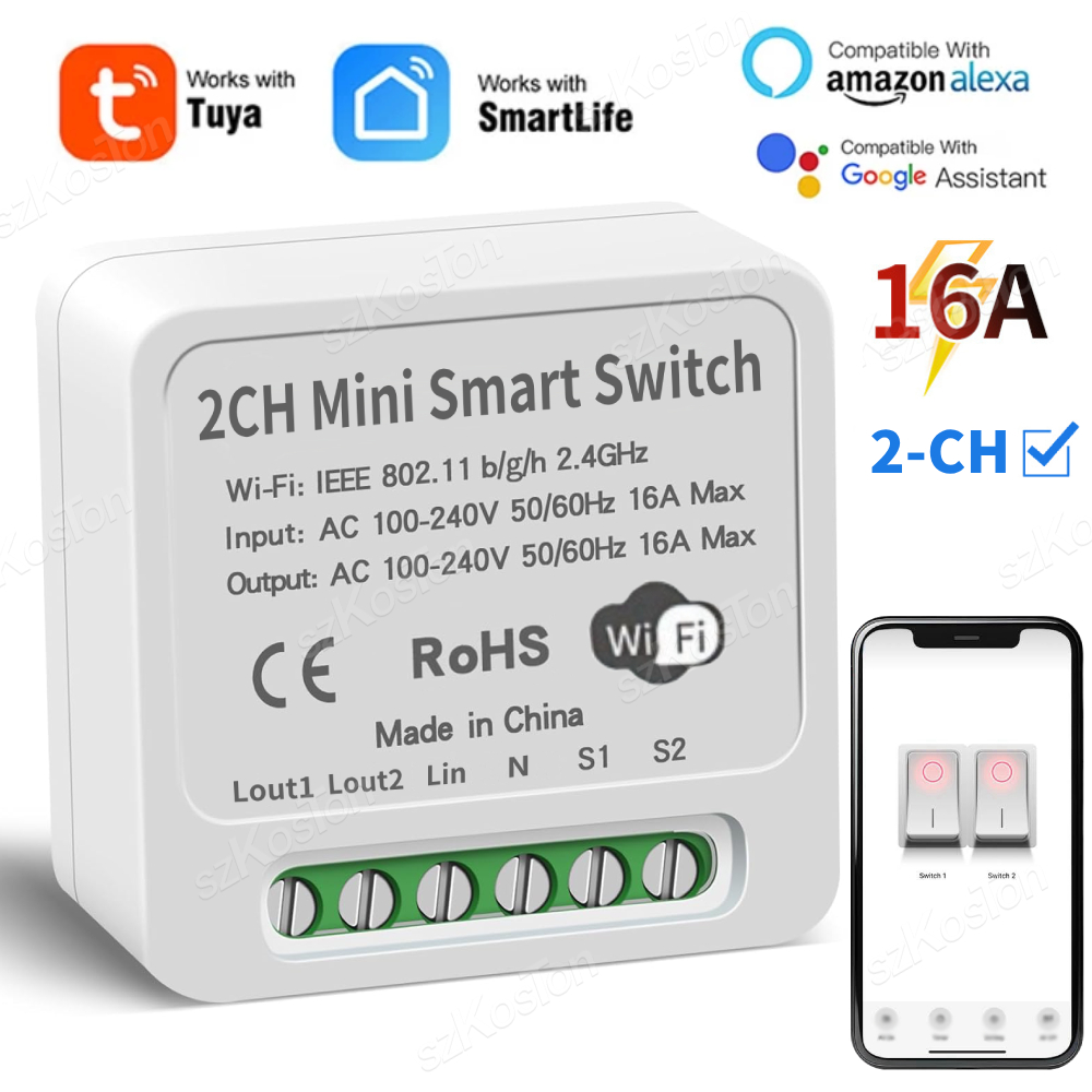 Smart Home Google - 16A Tuya Wi-Fi модуль умного переключателя