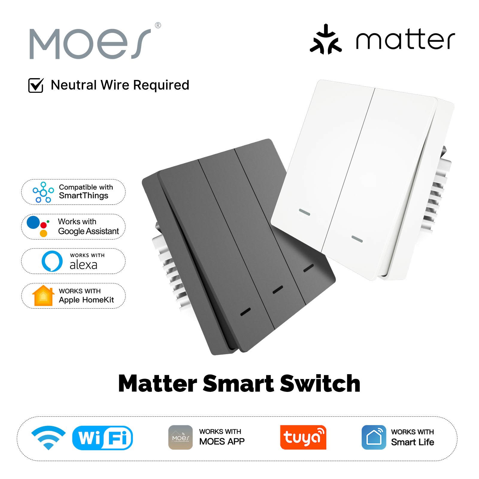 Smart Home Google - MOES Matter Tuya Wi-Fi умный кнопочный