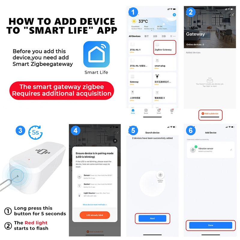 AA87 Zigbee Умный датчик вибра – обзор и цена Smart Home Notifications