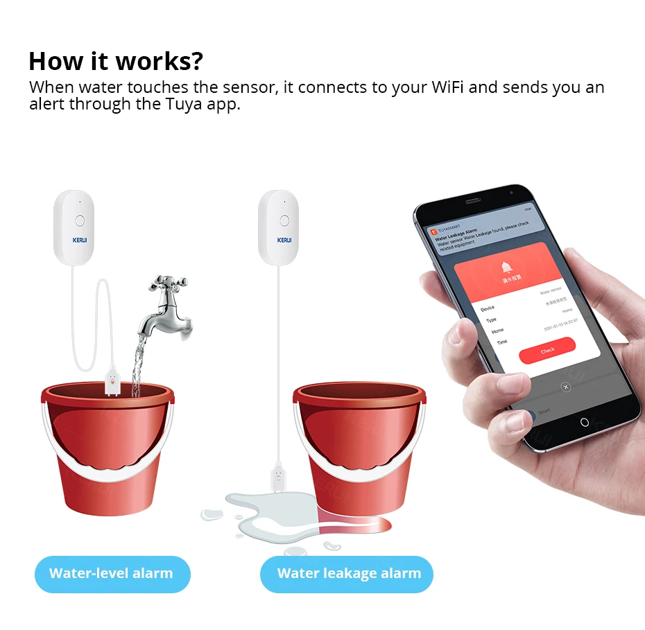 KERUI Wi-Fi датчик воды умный  – обзор и цена Smart Home Notifications